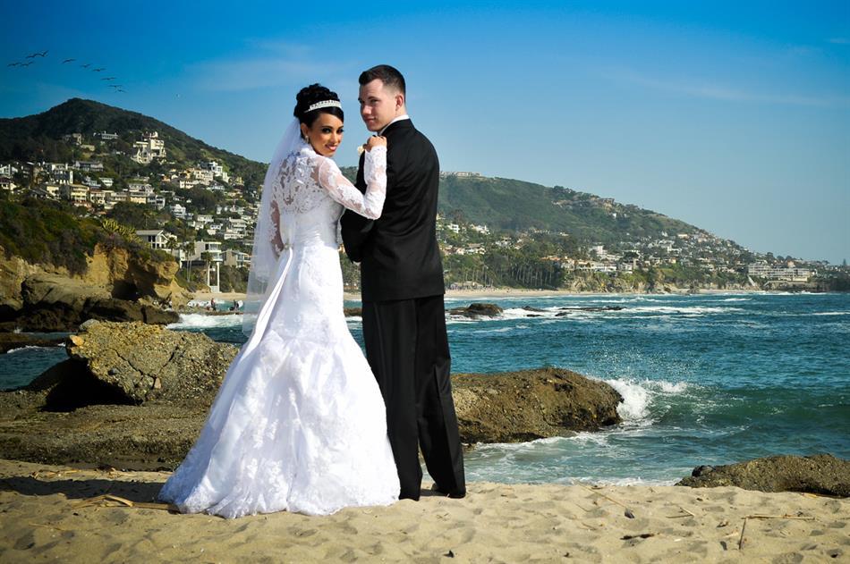 Black Tie Beach Bridal Pair
